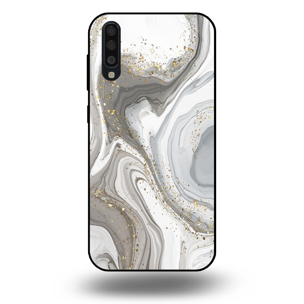 Samsung Galaxy A70 marmer hoesje zilver