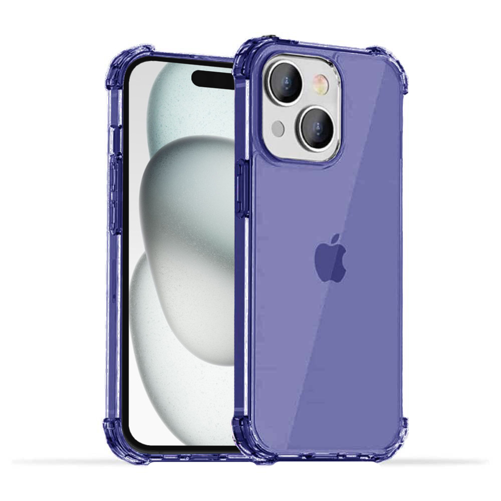 iPhone 15 Plus transparant donkerblauw hoesje met bumper stootrand