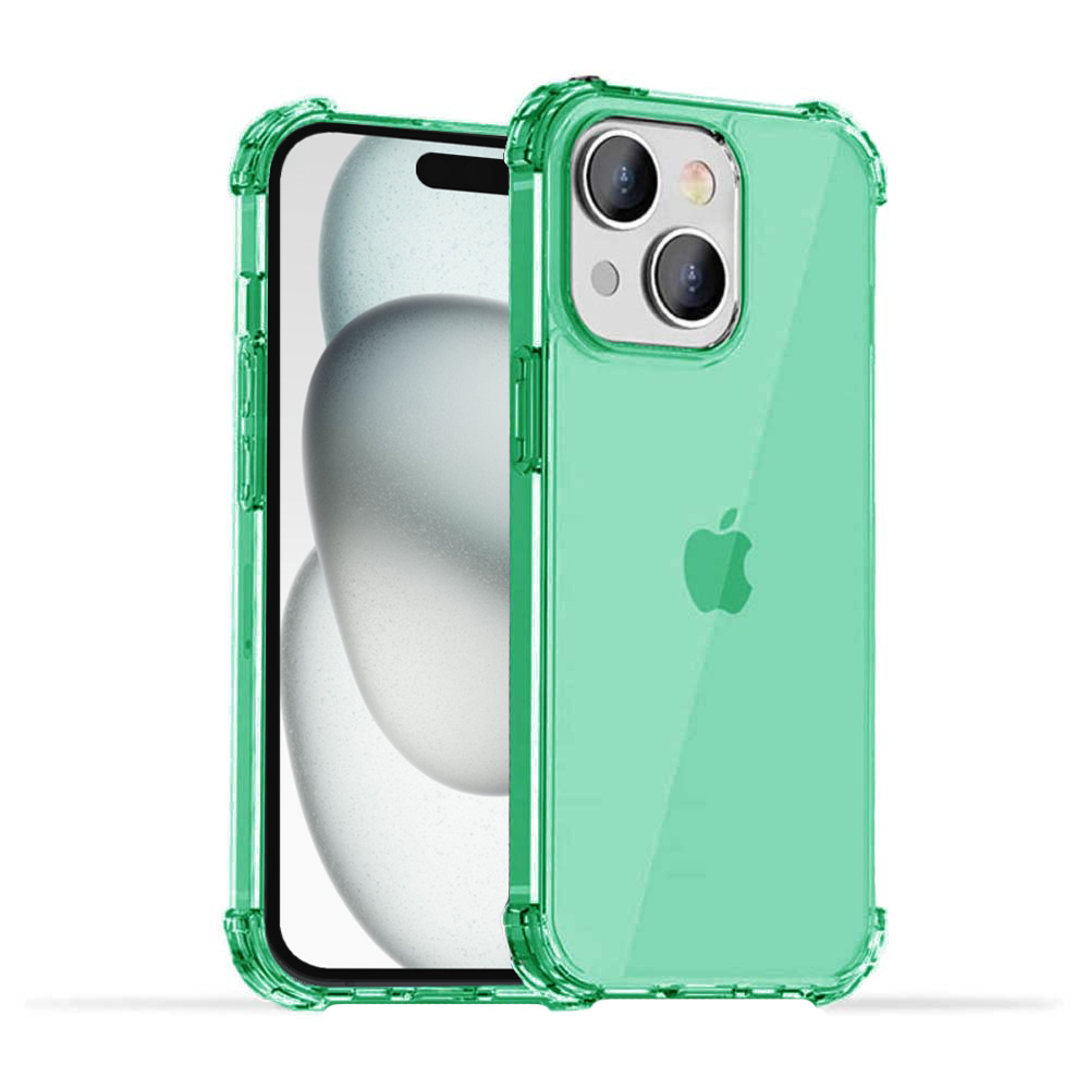 iPhone 15 Plus transparant groen hoesje met bumper stootrand