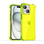 iPhone 15 Plus transparant neon geel hoesje met bumper stootrand