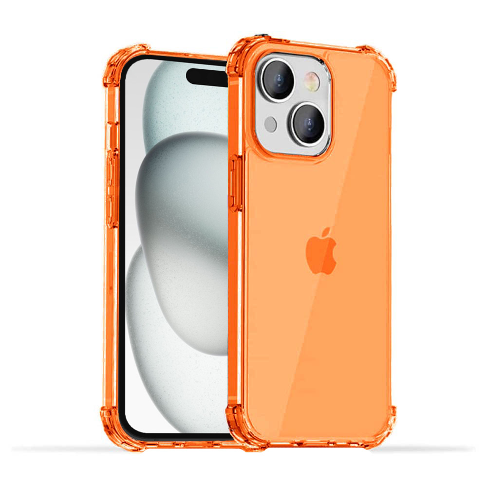 iPhone 15 Plus transparant oranje hoesje met bumper stootrand