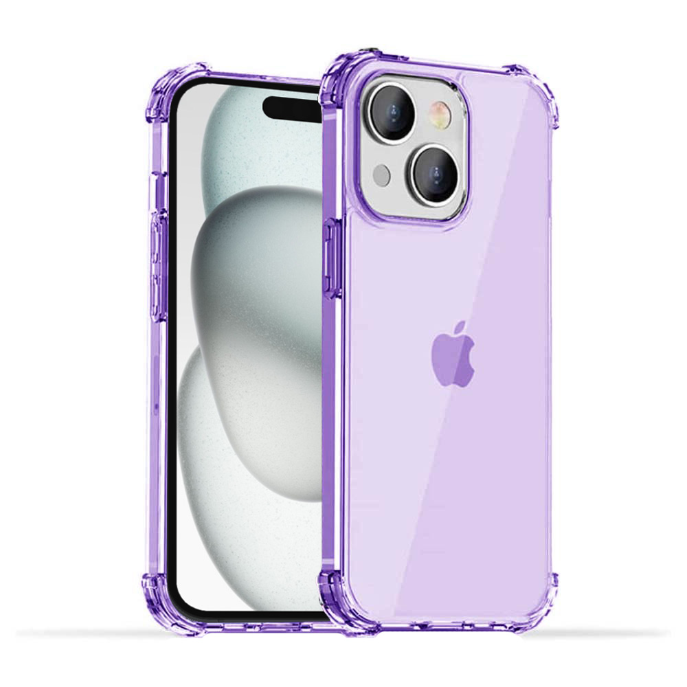 iPhone 15 Plus transparant paars hoesje met bumper stootrand