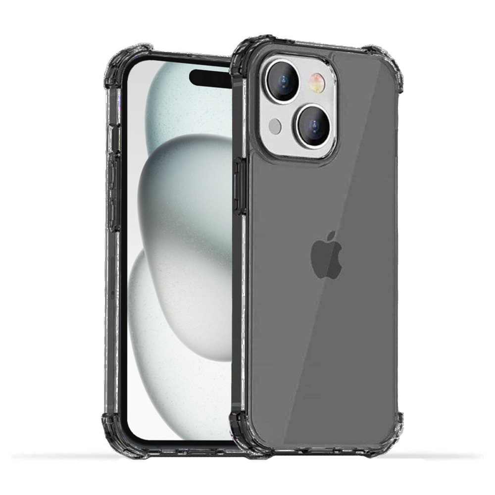 iPhone 15 Plus transparant zwart hoesje met bumper stootrand