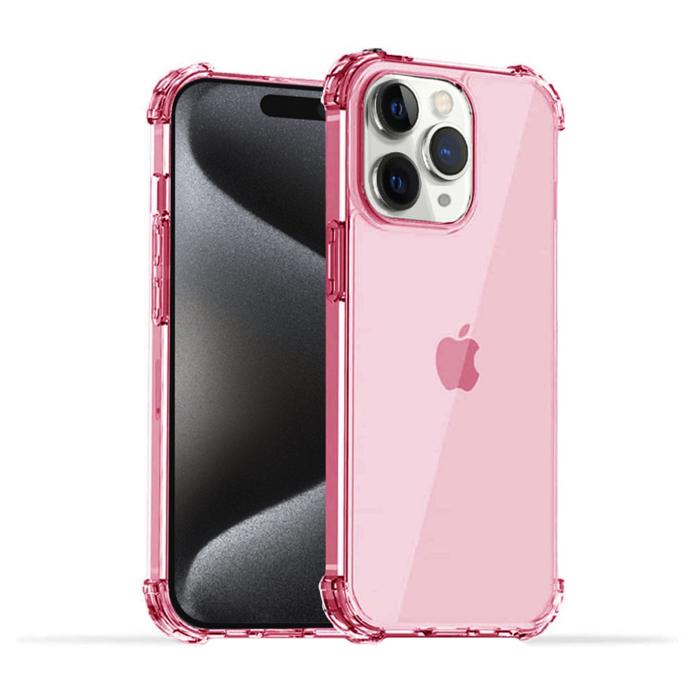 iPhone 15 Pro Max transparant lichtroze hoesje met bumper stootrand