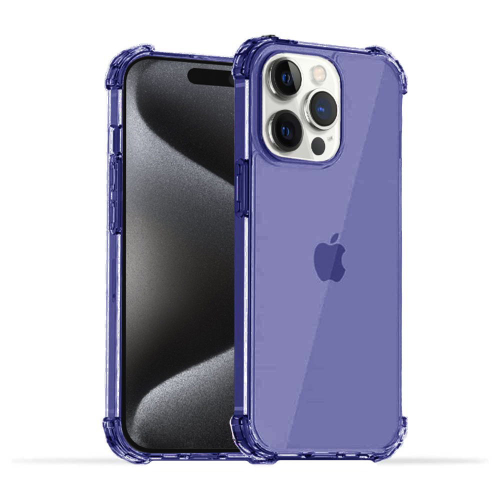 iPhone 15 Pro transparant donkerblauw hoesje met bumper stootrand