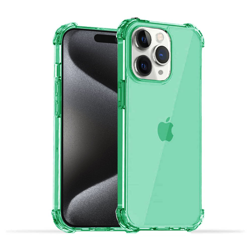 iPhone 15 Pro transparant groen hoesje met bumper stootrand