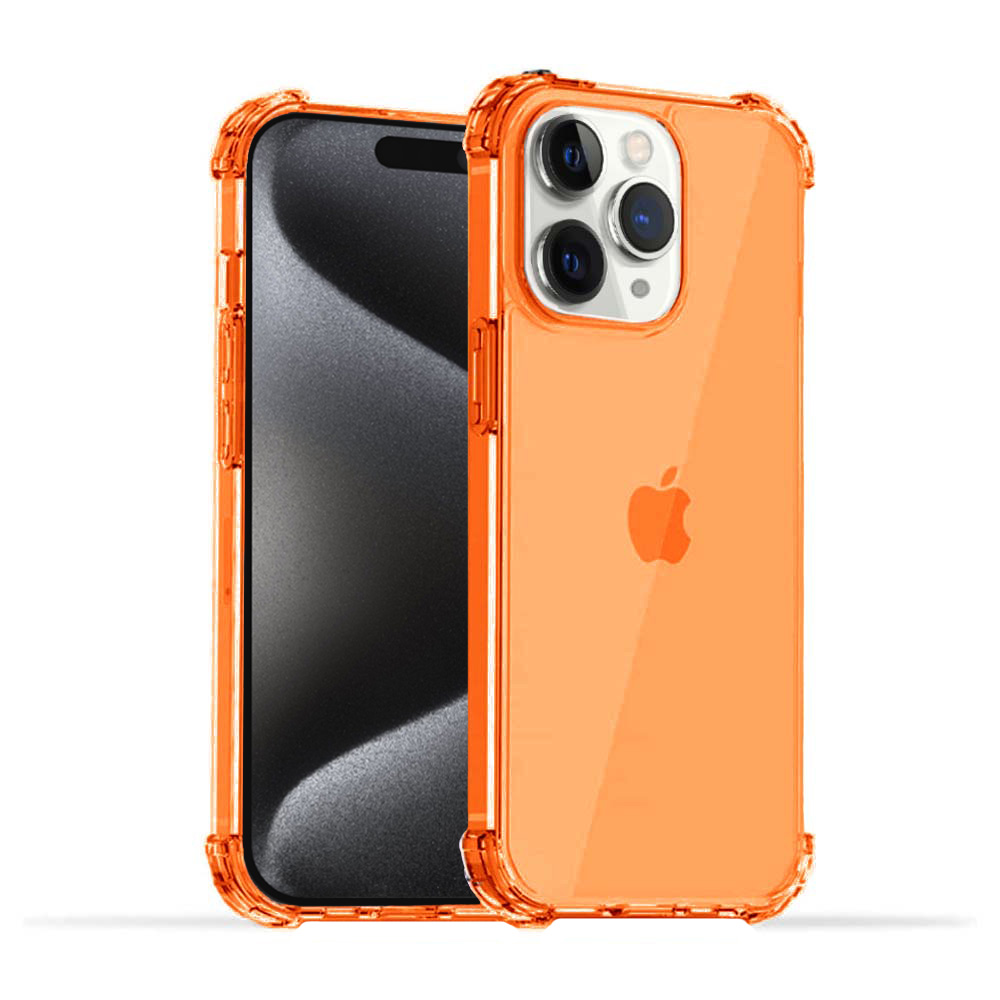 iPhone 15 Pro transparant oranje hoesje met bumper stootrand