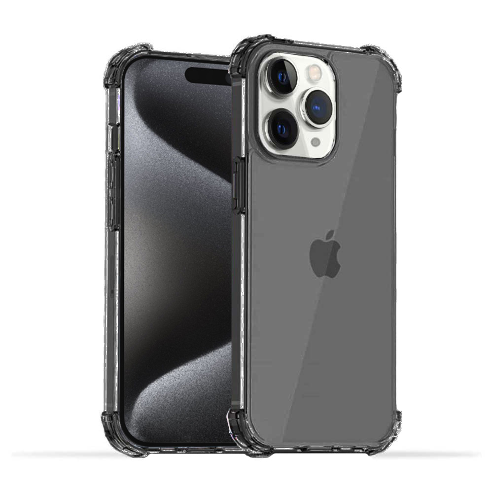 iPhone 15 Pro transparant zwart hoesje met bumper stootrand