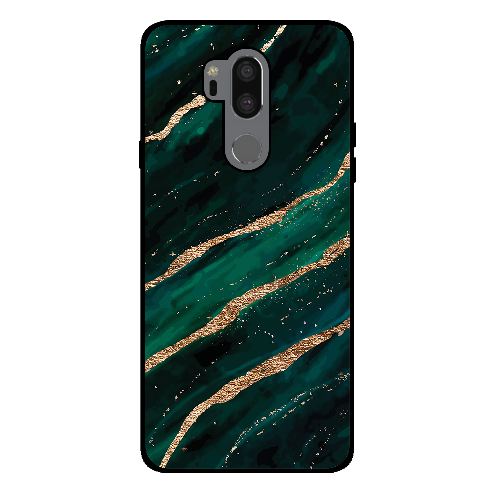 LG G7 ThinQ telefoonhoesje met groen goud marmer opdruk