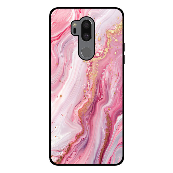 LG G7 ThinQ telefoonhoesje met roze marmer opdruk