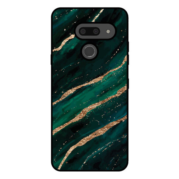 LG G8 ThinQ telefoonhoesje met groen goud marmer opdruk