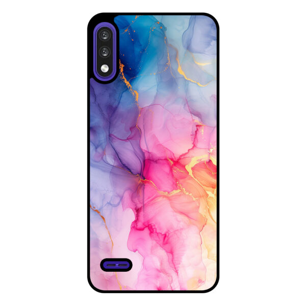 LG K22 telefoonhoesje met regenboog marmer opdruk