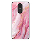 LG Q7 telefoonhoesje met roze marmer opdruk