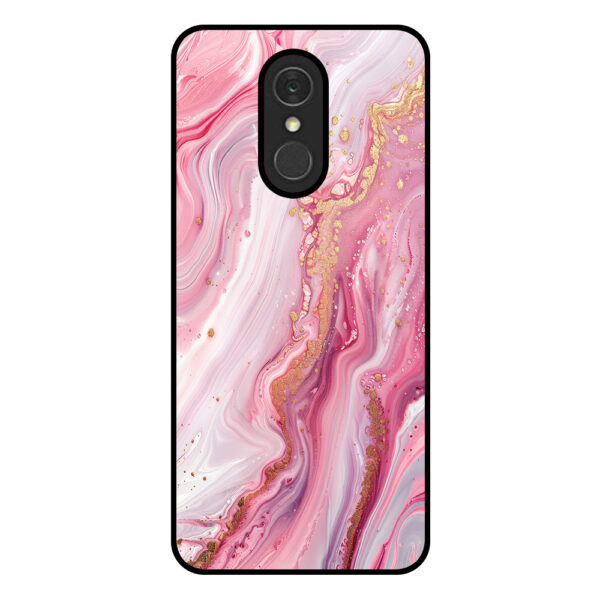 LG Q7 telefoonhoesje met roze marmer opdruk