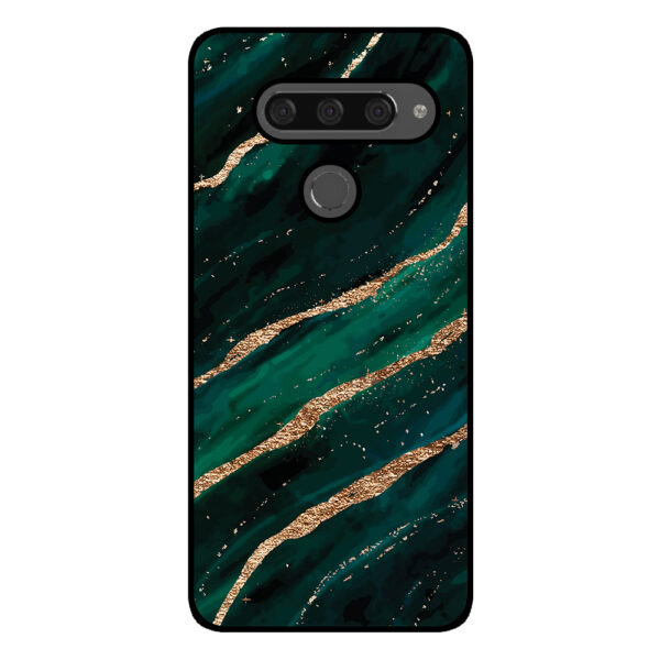 LG V40 telefoonhoesje met groen goud marmer opdruk