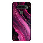 LG V40 telefoonhoesje met paars roze marmer opdruk