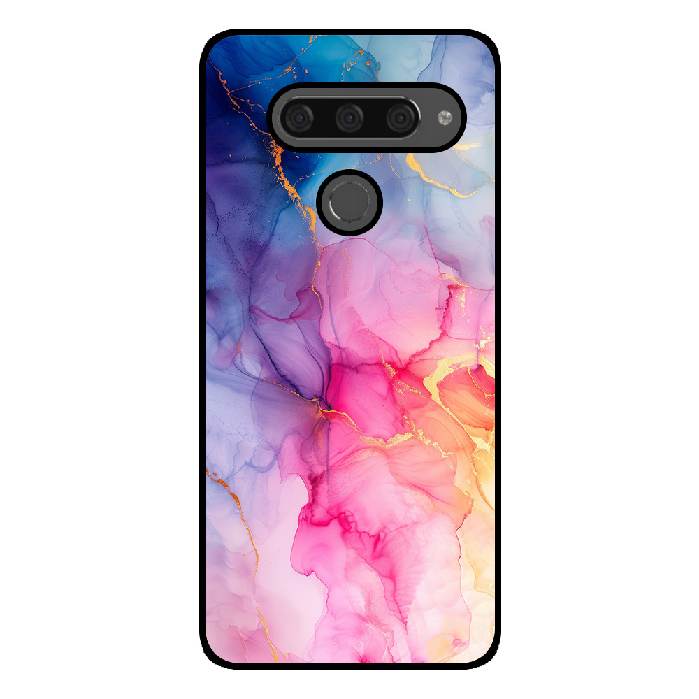 LG V40 telefoonhoesje met regenboog marmer opdruk