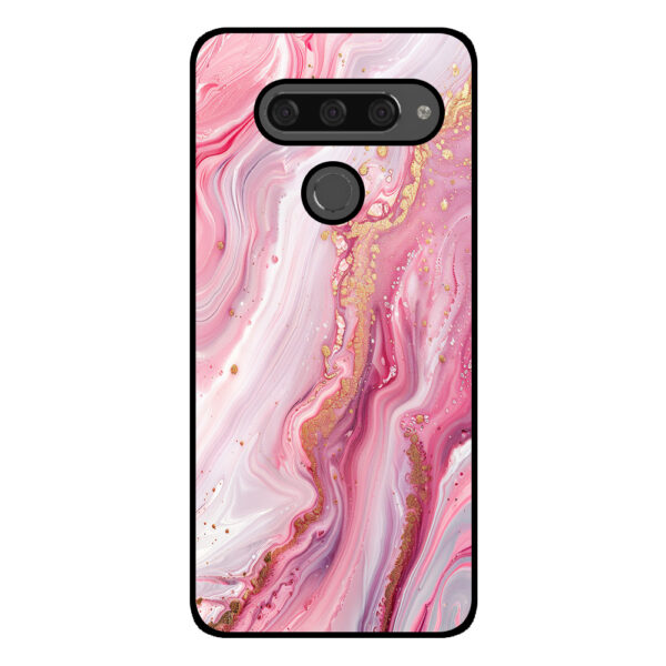 LG V40 telefoonhoesje met roze marmer opdruk