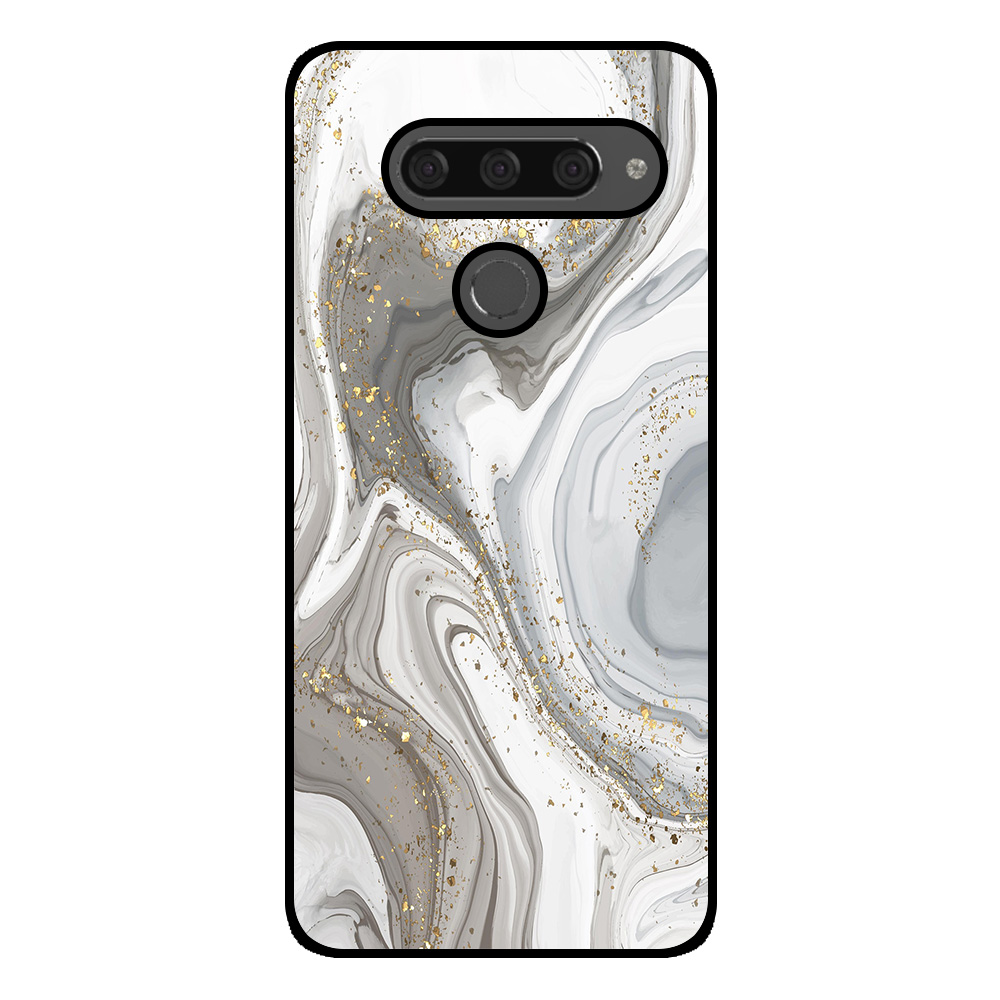 LG V40 telefoonhoesje met zilver marmer opdruk