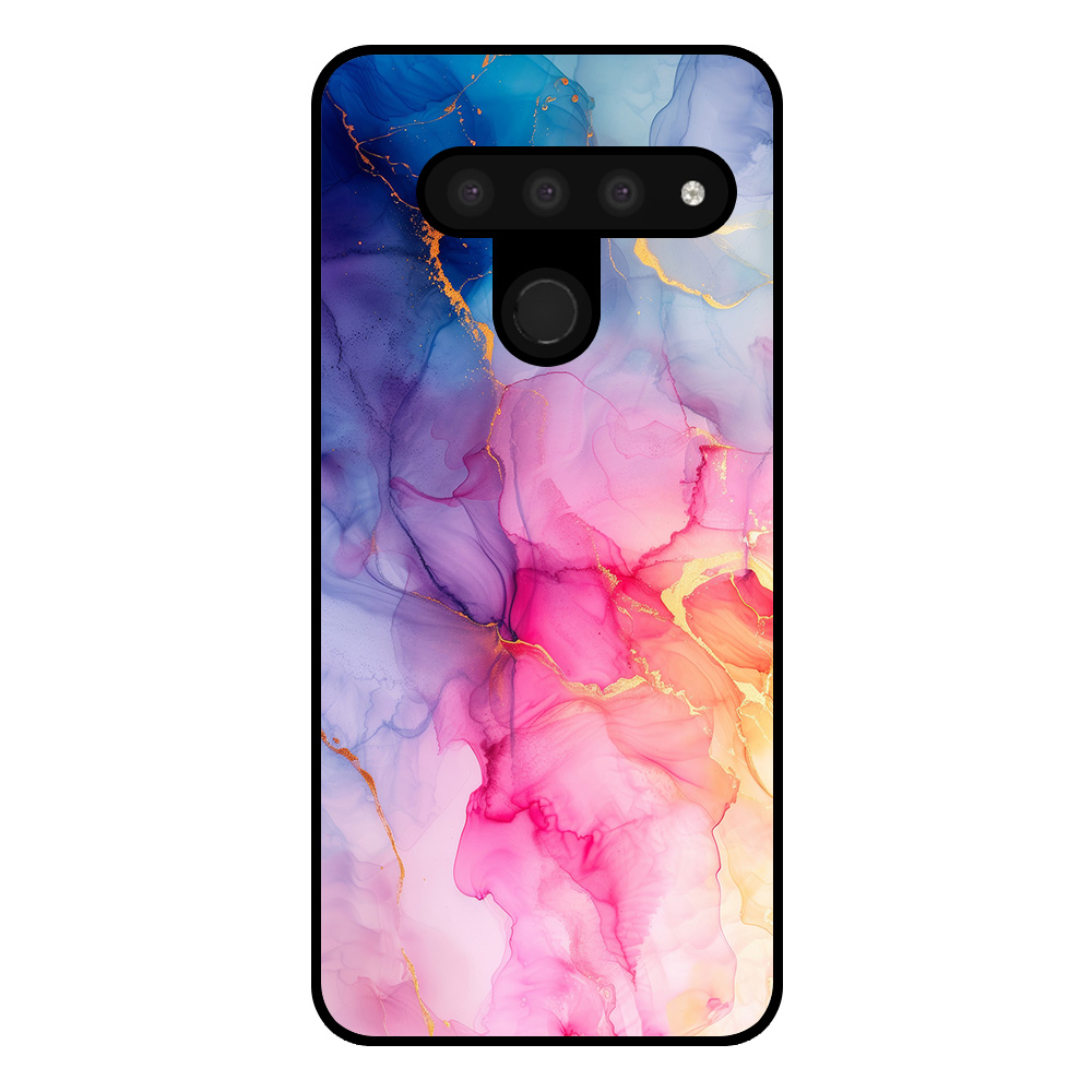 LG V50 telefoonhoesje met regenboog marmer opdruk