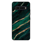 LG V60 telefoonhoesje met groen goud marmer opdruk