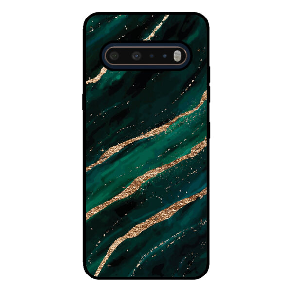 LG V60 telefoonhoesje met groen goud marmer opdruk