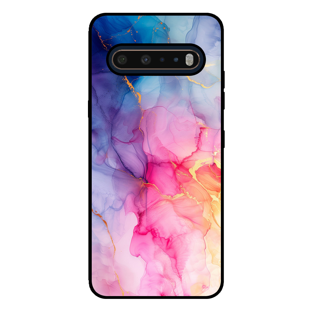 LG V60 telefoonhoesje met regenboog marmer opdruk