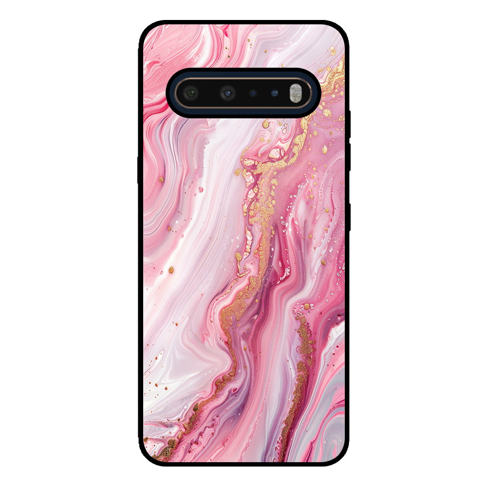 LG V60 telefoonhoesje met roze marmer opdruk