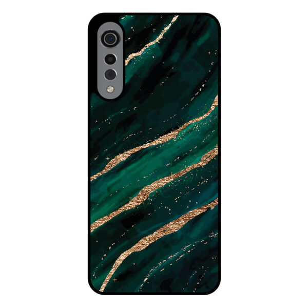 LG Velvet telefoonhoesje met groen goud marmer opdruk