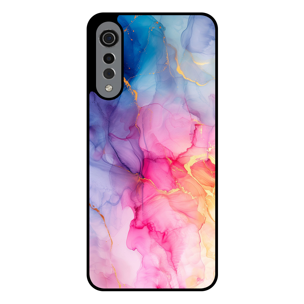 LG Velvet telefoonhoesje met regenboog marmer opdruk