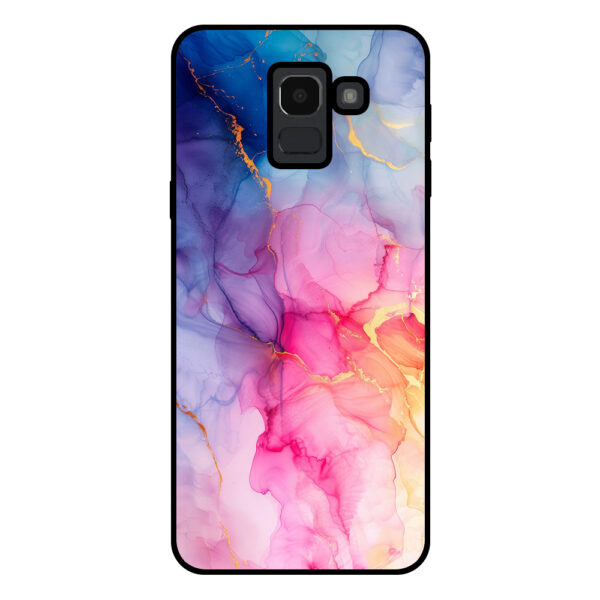 Samsung Galaxy J6 2018 telefoonhoesje met regenboog marmer opdruk