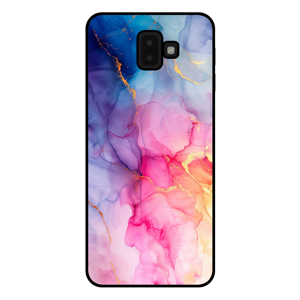 Samsung Galaxy J6 Plus 2018 telefoonhoesje met regenboog marmer opdruk