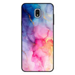 Samsung Galaxy J7 2018 telefoonhoesje met regenboog marmer opdruk