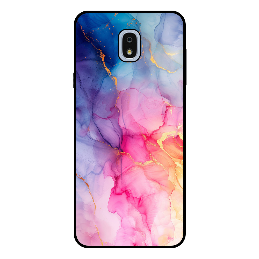 Samsung Galaxy J7 2018 telefoonhoesje met regenboog marmer opdruk