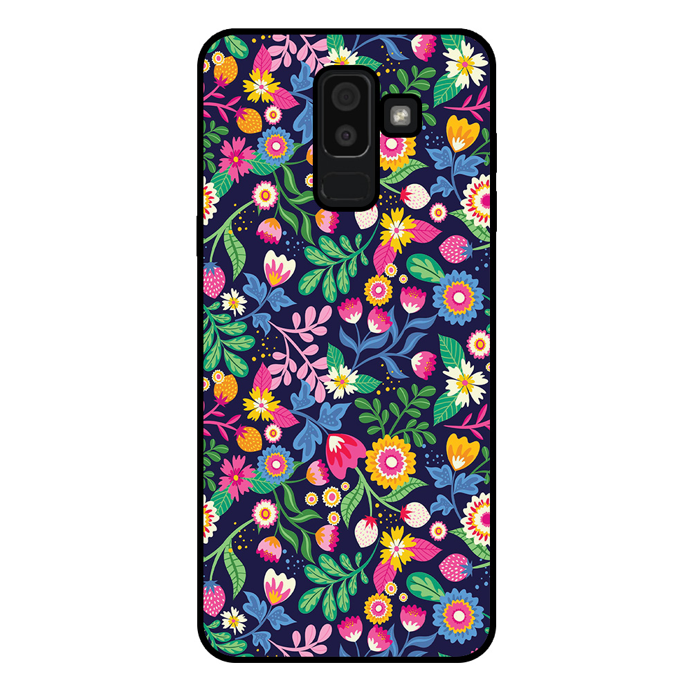 Samsung Galaxy J8 2018 telefoonhoesje met bloemen opdruk