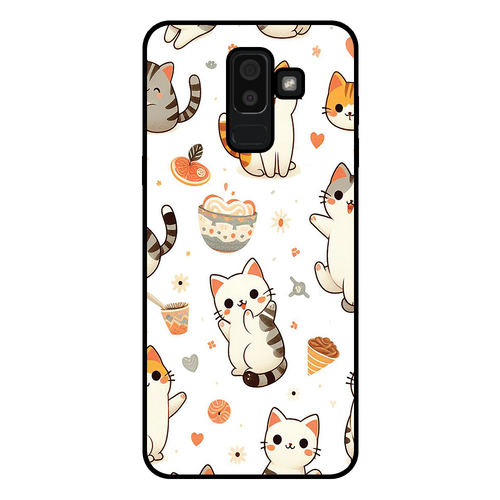 Samsung Galaxy J8 2018 telefoonhoesje met katten opdruk