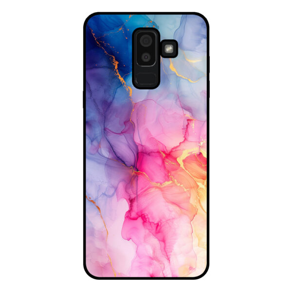 Samsung Galaxy J8 2018 telefoonhoesje met regenboog marmer opdruk