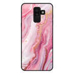 Samsung Galaxy J8 2018 telefoonhoesje met roze marmer opdruk