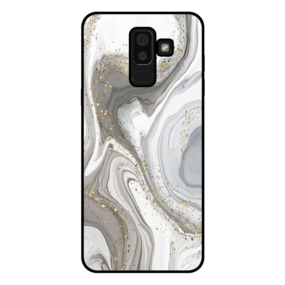 Samsung Galaxy J8 2018 telefoonhoesje met zilver marmer opdruk