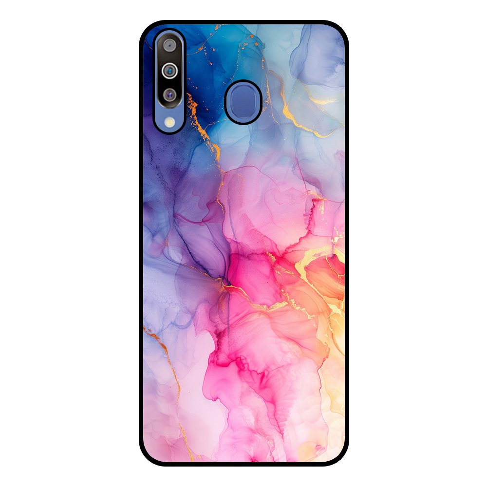 Samsung Galaxy M30 telefoonhoesje met regenboog marmer opdruk