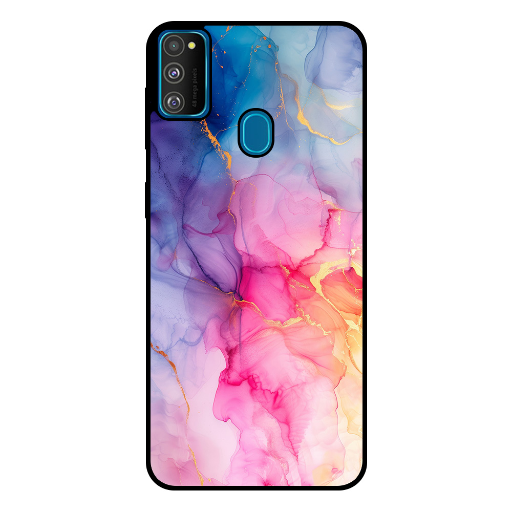 Samsung Galaxy M30s telefoonhoesje met regenboog marmer opdruk