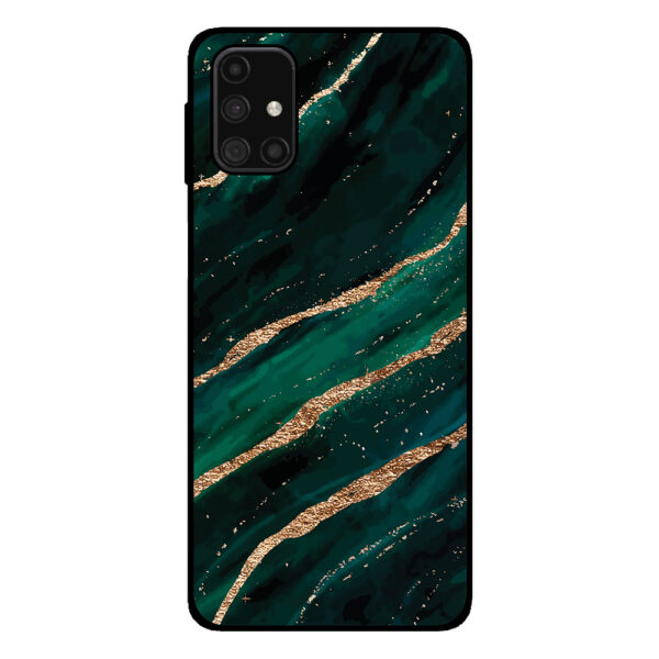 Samsung Galaxy M31s telefoonhoesje met groen goud marmer opdruk