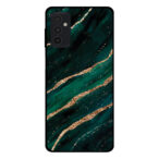 Samsung Galaxy M52 5G telefoonhoesje met groen goud marmer opdruk