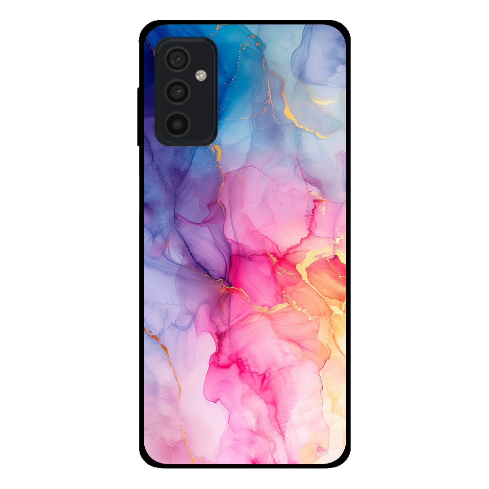 Samsung Galaxy M52 5G telefoonhoesje met regenboog marmer opdruk