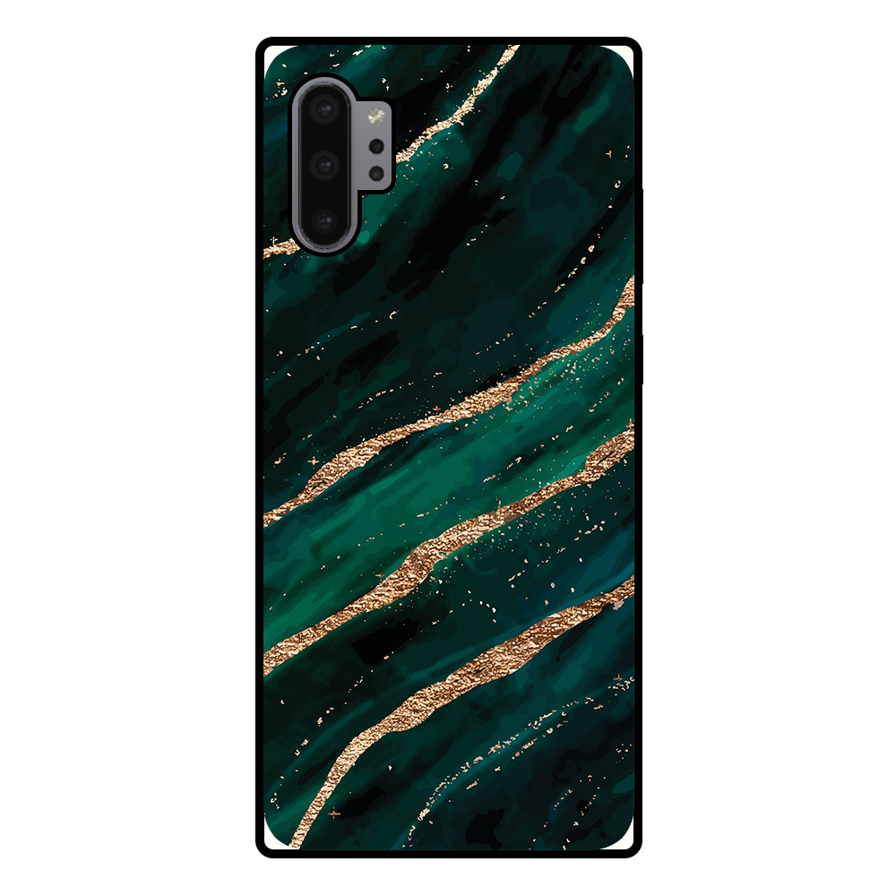 Samsung Galaxy Note 10 Plus telefoonhoesje met groen goud marmer opdruk