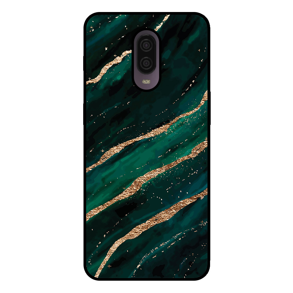 OnePlus 6T telefoonhoesje met groen goud marmer opdruk