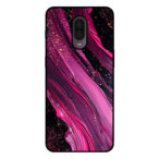 OnePlus 6T telefoonhoesje met paars roze marmer opdruk