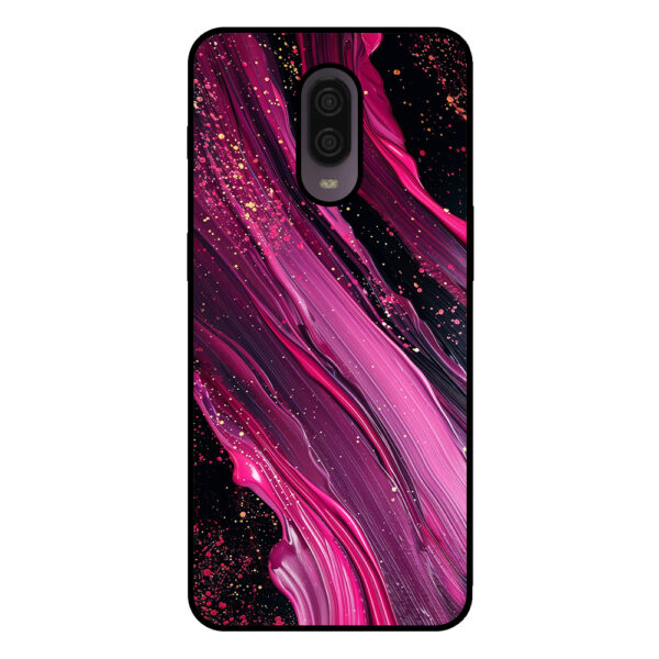 OnePlus 6T telefoonhoesje met paars roze marmer opdruk