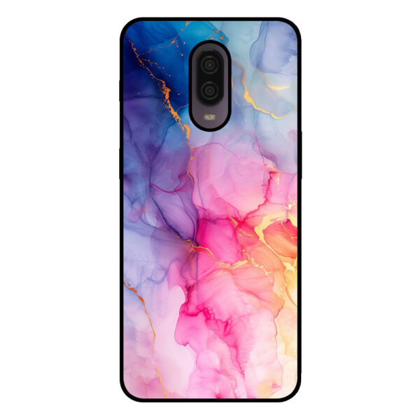 OnePlus 6T telefoonhoesje met regenboog marmer opdruk