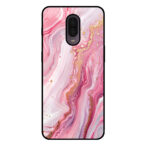 OnePlus 6T telefoonhoesje met roze marmer opdruk